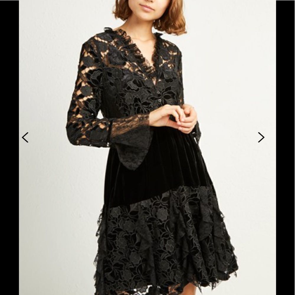 CYNTHIA VELVET LACE MIX DRESS